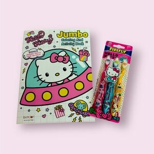 Hello Kitty Jumbo Coloring Book and Toothbrush Set